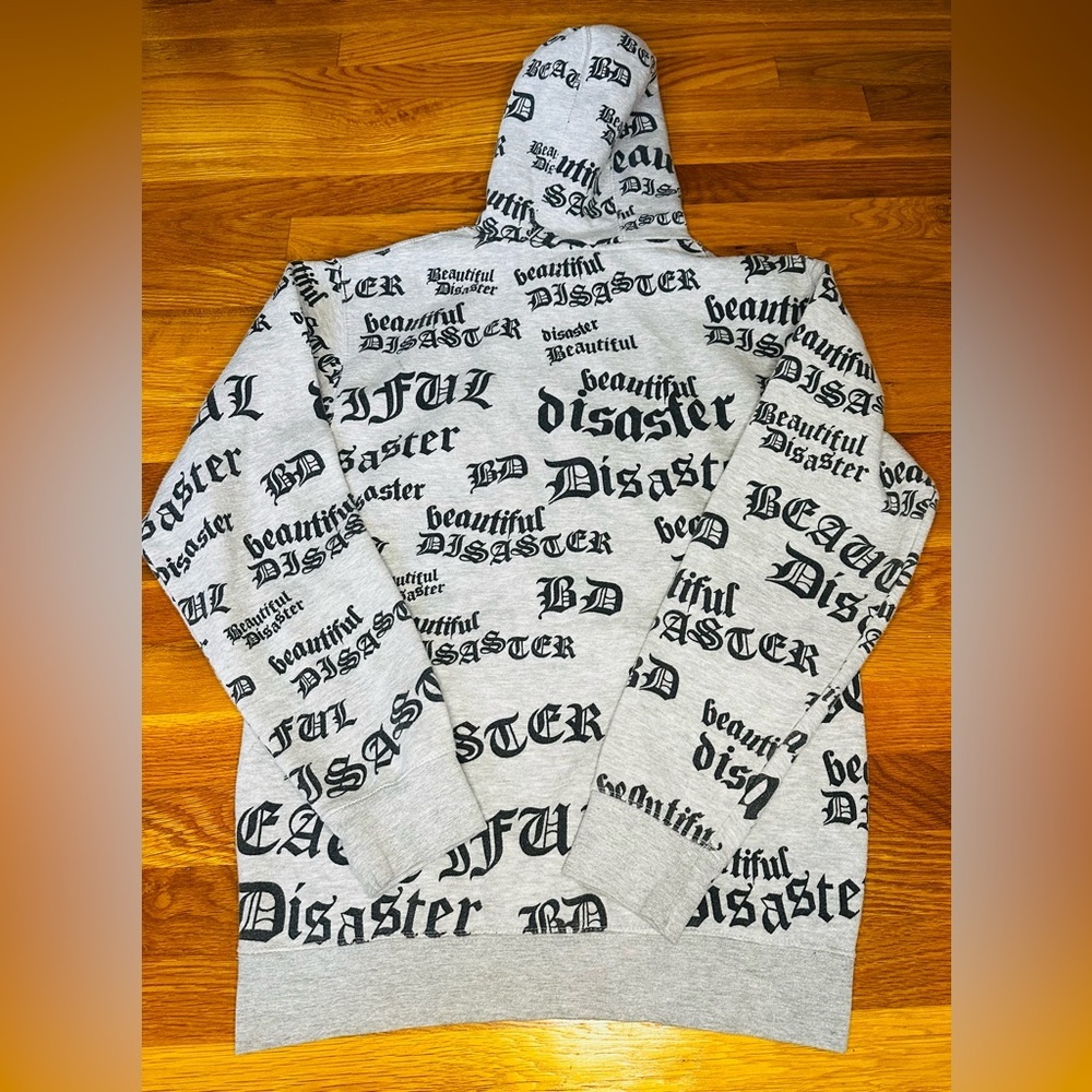 Beautiful Disaster All-Over Print Hoodie – Size Large - Picture 7 of 9